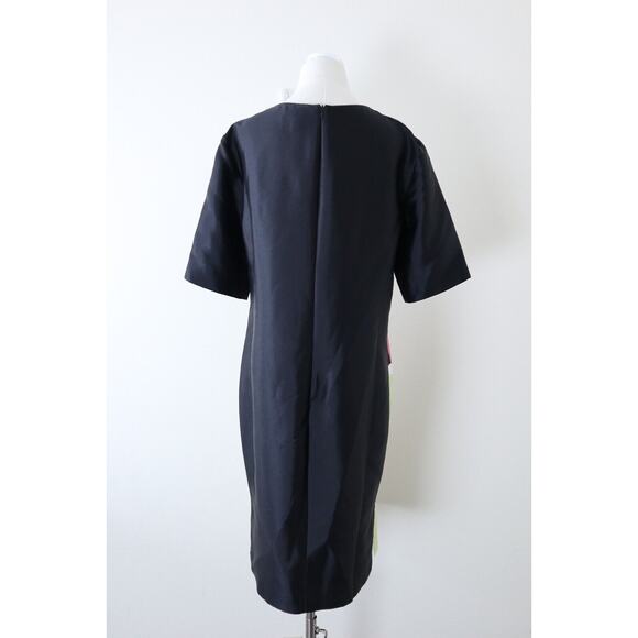 St John Size 10 Abstract Print Sheath Dress Silk Wool Colorblock Short Sleeve - Picture 9 of 13